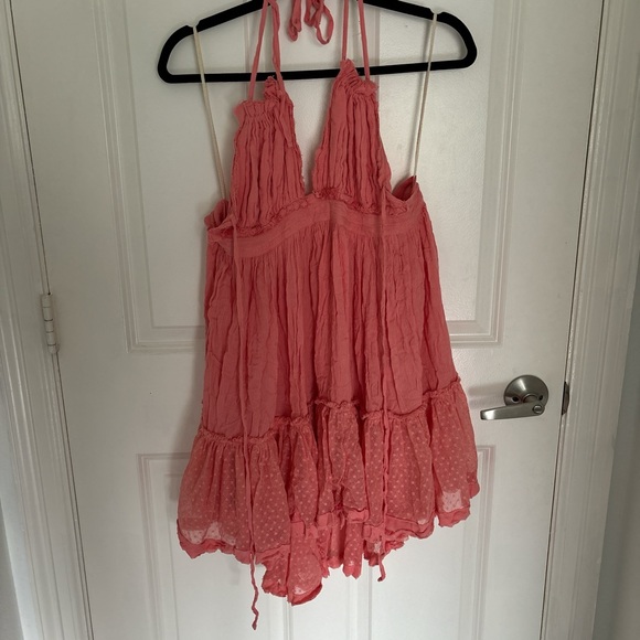 Free People Peach/Pink Ruffled Halter Dress - Picture 2 of 3